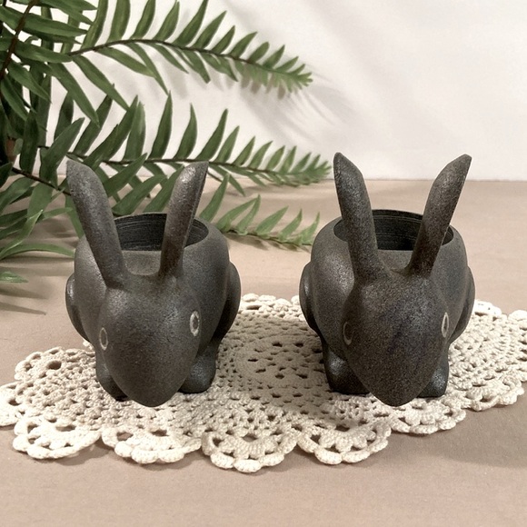 Crate & Barrel Metal Bunny Rabbit Candle Holders Set - Picture 5 of 13